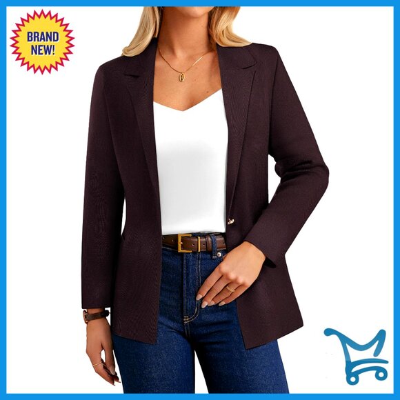 Slim Fit Knit Blazer Cardigan with Pockets for Business Casual Office Wear
